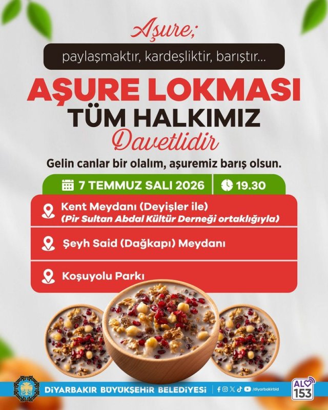 Büyükşehir Belediyesi Üç Noktada Aşure Lokmasını Yurttaşlarla Paylaşacak