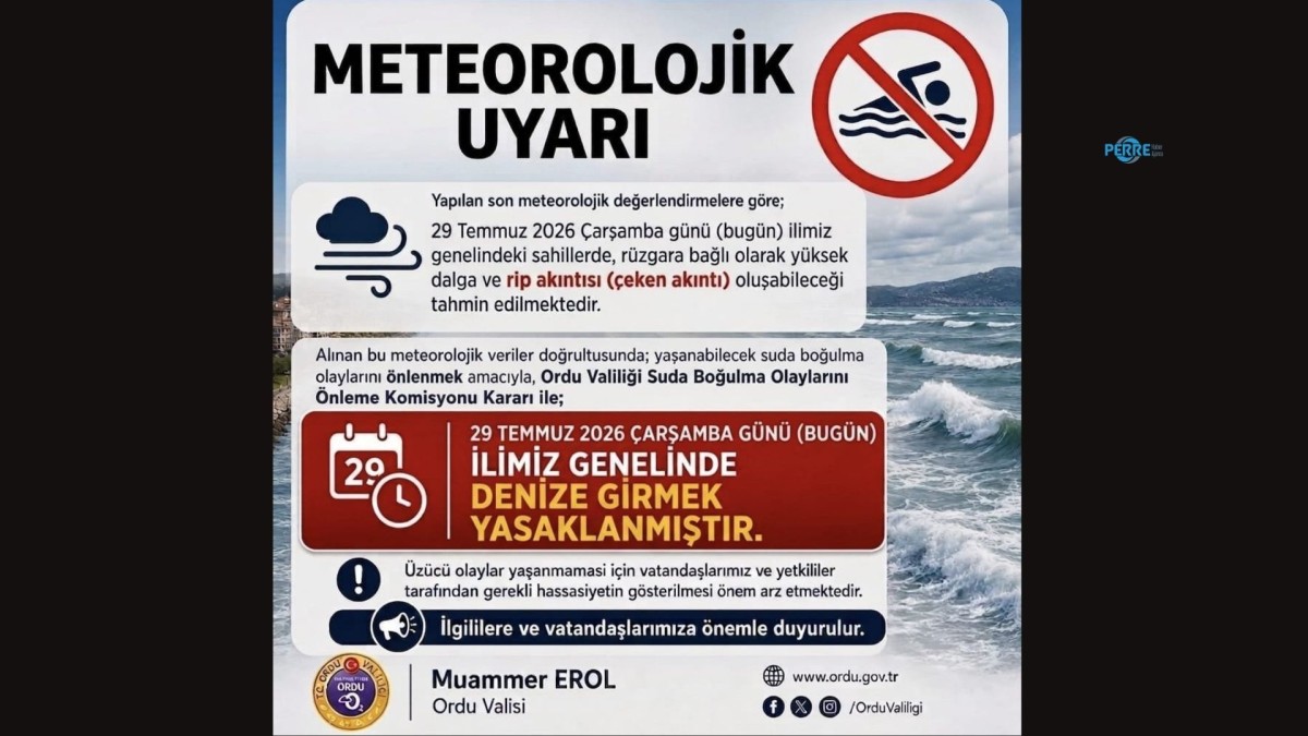 Ordu Valiliği'nden kritik uyarı: Denize girmek bir gün süreyle yasaklandı
